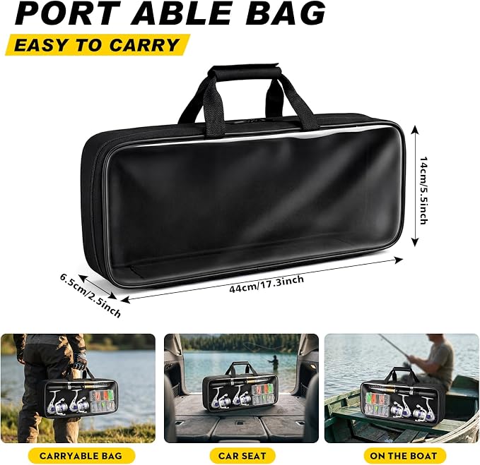 Fishing Pole Set Fishing Rod and Reel Combo,2PCS Collapsible Fishing Rod | 2.1M/6.89FT with 2PCS Spinning Reels 2 Set of Lures Baits and a Carrier Bag,Prefect for Fishing Travel
