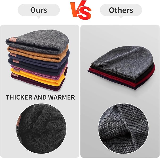 OZERO Winter Balaclava &2 Pcs Beanie: Convertible Face Mask Balaclava + Polar Fleece Winter Beanie Daily Hat for Men & Women (Black & Black+Grey)