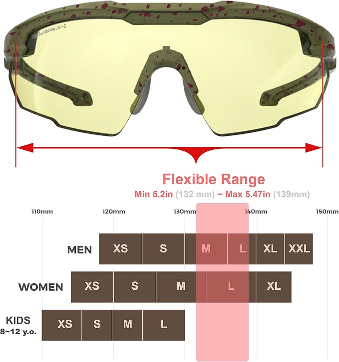 HTS HUNTERSKY Ballistic Tactical Shooting Glasses ANSI Z87+ UV400 Protective Eyewear