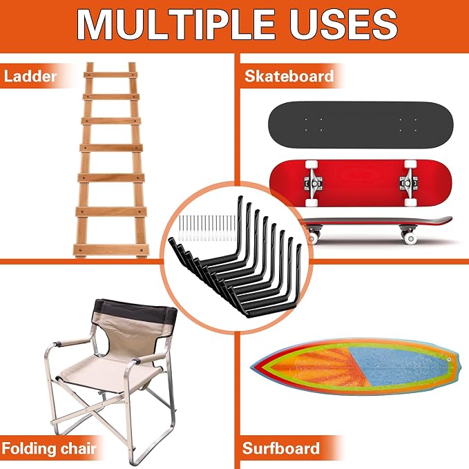 JaGely Wall Mount Kayak Storage Rack 15Inch Garage Storage Heavy Duty Hooks Canoe Hanger Hooks Jumbo Arm Kayak Rack for Paddle Board, Ladder, Bicycle, Folding Chairs, Surfboard, Snowboard