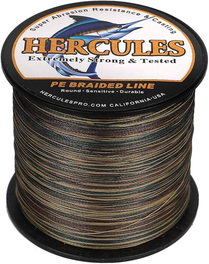 HERCULES Cost-Effective Super Cast 8 Strands Braided Fishing Line 10LB to 300LB Test for Salt-Water,109/328/547/1094 Yards(100M/300M/500M/1000M),Diam.#0.12MM-1.2MM,Hi-Grade Performance,Variety Colors