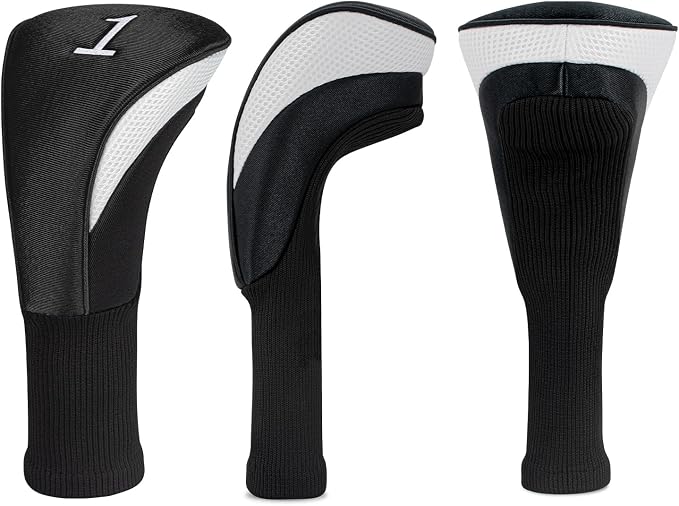 Golf Club Head Covers for Woods 3/4/5/6 Pieces Long Neck Mesh Sports Golf Club Headcovers Set with Interchangeable No. Tags 3 4 5 6 7 X Golf Accessories for Men Women