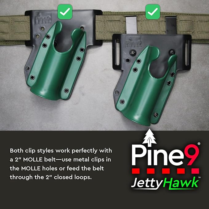 JettyHawk Fishing Rod Hip Holster, Hands-Free Quick-Draw Holder, Fits 1.5-2" Pole, for Spinning, Baitcaster, Centerpin & Surf Rods, Wading & MOLLE Belts