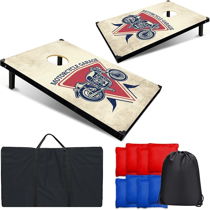 Cornhole Board Set, 3'x2' Cornhole Set, Corn Hole Boards Set, Lightweight Corn Hole Set Includes 2 Cornhole Boards, 8 Cornhole Bean Bags & Carry Case for Outdoor Games