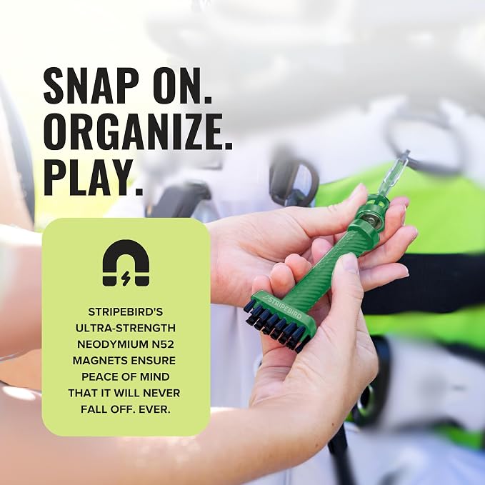Magnetic Golf Club Brush - Detachable - Premium Nylon Bristles - Golf Bag Accessory - Golf Club Cleaner - Golf Tool