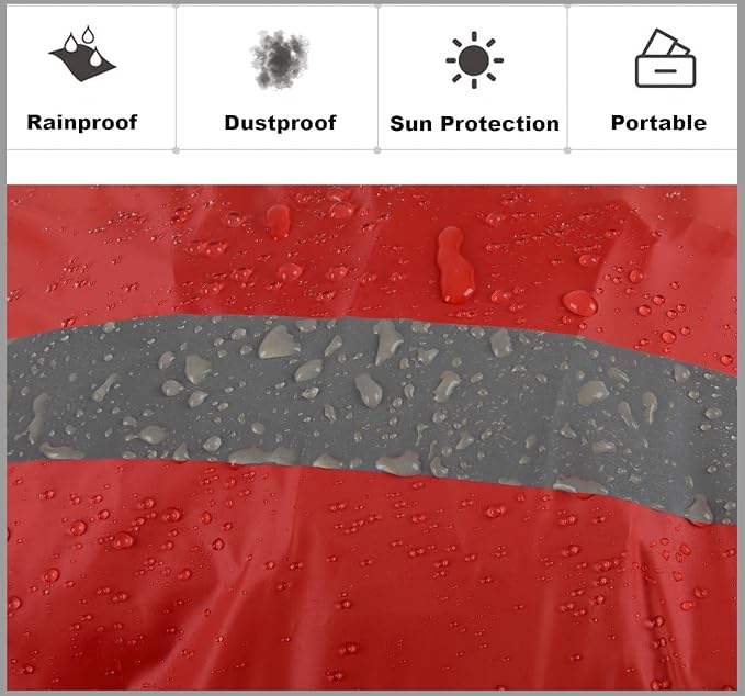 100L Bicycle Rear Rack Rain Cover with Reflective Strip Bike Trunk Rain Cover Red