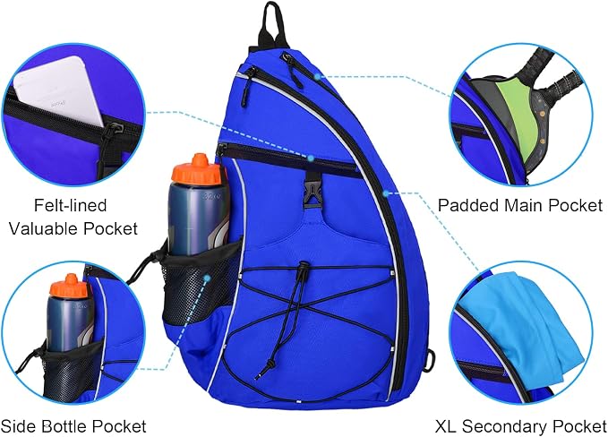 WOLT Pickleball Bag,Crossbody Sling Bags for Women Men,Pickleball Backpack with Fence Hook for Tennis, Racketball