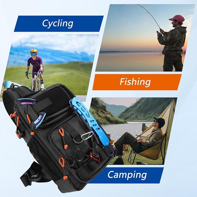 Fishing Backpack with Tackle Boxes,Waterproof Fishing Shoulder Bag for Fishing Gear,Fish Bag with 136 Pcs Fishing Lures Kit,Fish Hook Remover Tool,Fish Lip Gripper,Fishing Plier,Gifts for Men (Black)