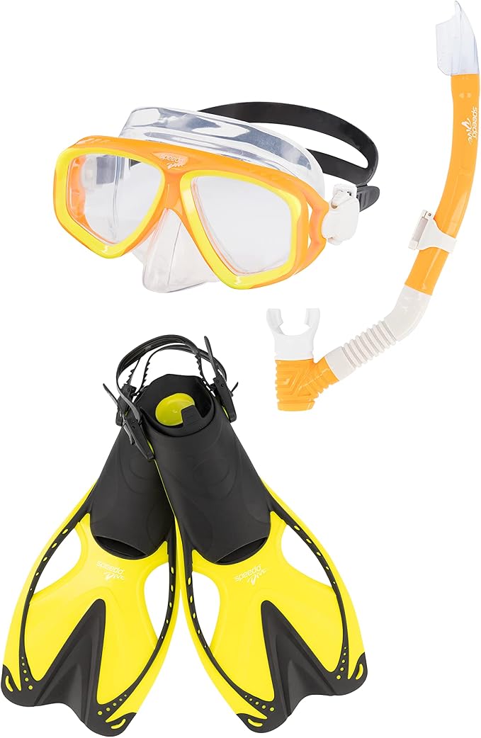 Speedo Unisex-Adult Swim Snorkel Dive Mask Anti-Fog with Nose Cover Adventure Series