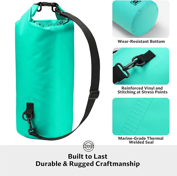 STOVER 5/10/25/30/40/55L Waterproof Dry Bag- Roll-Top Backpack w/Phone Case- Kayaking, Hiking, Camping, Boating- Men/Women