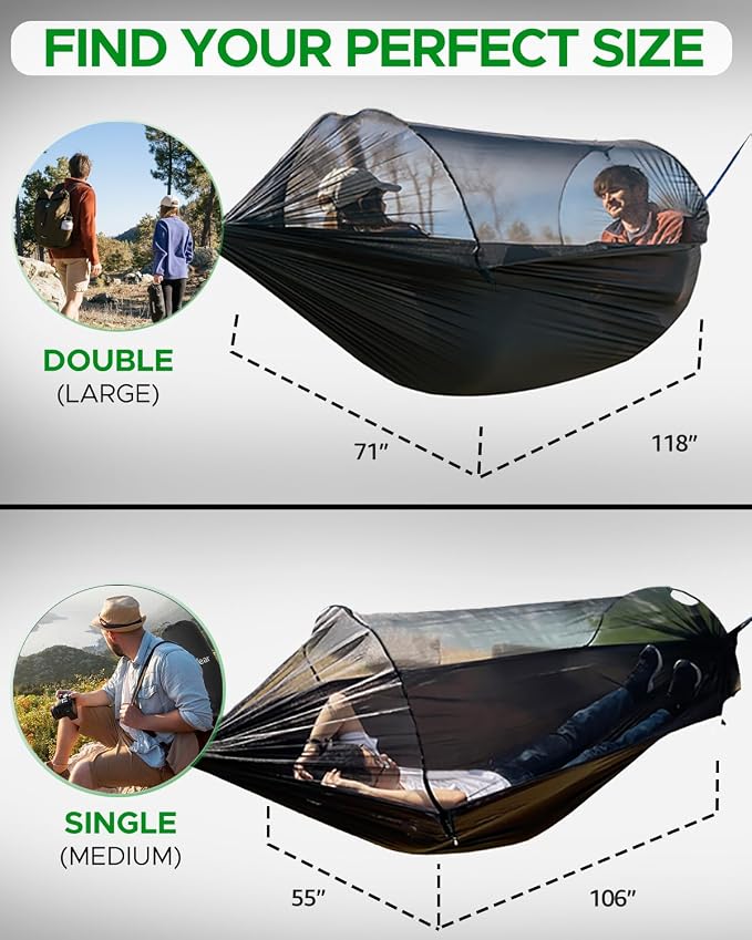 Sunyear Camping Hammock with Spacious Net, Single/Double,Outdoor&Indoor