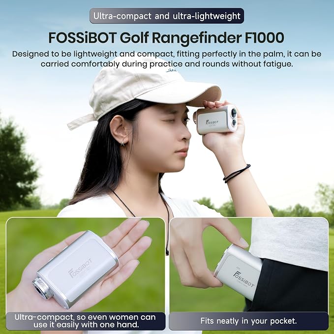 FOSSIBOT Range Finder Golf Rangefinder with Slope and Magnetic,Flag Pole Locking Vibration,6.5X Magnification,3-1100 Yards.
