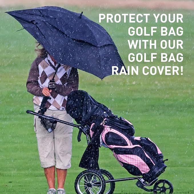 VEASAERS Golf Bag Rain Cover Waterproof Hood Protection Black Pack Durable Lightweight Club Bags Raincoat for Men Women Golfer