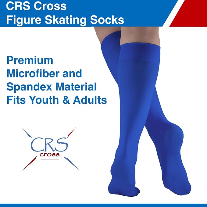 CRS Cross Ankle Gel Sleeves (2 Sleeves) Figure Skating Socks (2 Pairs) Blade Blue