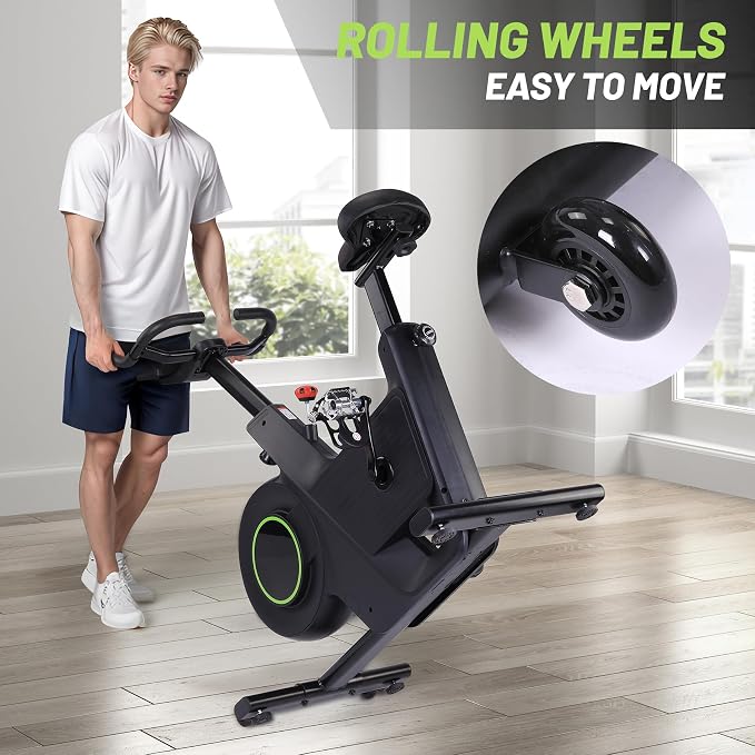 Exercise Bike, Magnetic Indoor Cycling Bike with 28Lbs Flywheel & Smart Resistance, 276LBS Capacity Stationary Bike with LCD Monitor, IPad Mount & App Connectivity