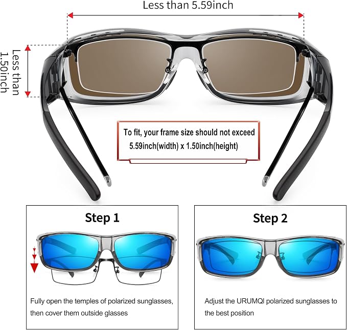 URUMQI Polarized Sunglasses Fit Over Glasses for Men Women, Wraparound Sun Glasses UV400 Protection for Driving Fishing
