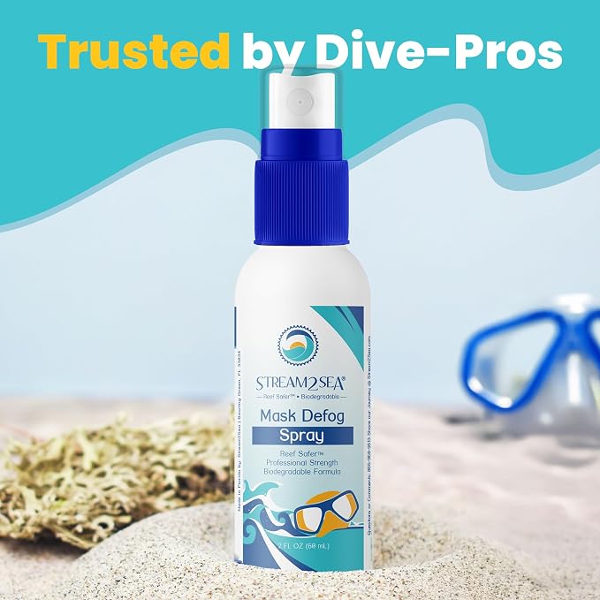 STREAM 2 SEA Reef Safe Anti-Fog Spray for Swim Goggles, Snorkel, Scuba & Ski Masks – Defogger for Diving, Snorkeling – 2Fl Oz