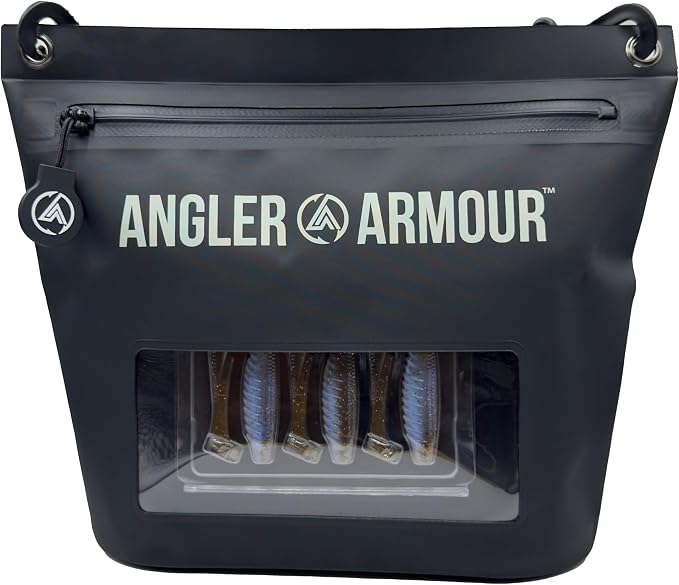 Angler Armour Waterproof Fishing Dry Bag, Fully Submersible Fishing Dry Bags, Heavy Duty Waterproof Gear Storage for Wade Fishing, Kayak, Boat, Jet Ski, Beach & Watersports (Black, Large (6L))