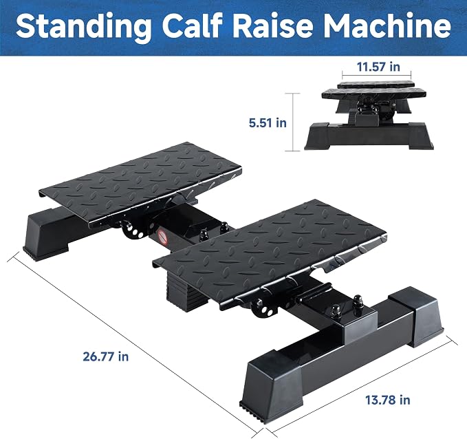 leikefitness Height Adjustable Standing Calf Raise Machine for Calf Stretching, Squat, Foot Stretch, Anti-Slip Slant Board