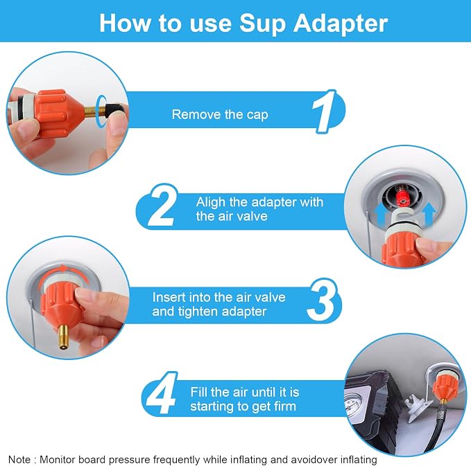 RNSXYAT 2Pcs Stand Up Paddle Board Pump Adapter, Strong Sealing Inflatable Boat SUP Pump Adaptor, Conventional Air Adapter Quickly Inflation, SUP Air Adapters for Stand-Up Paddleboard and Kayak