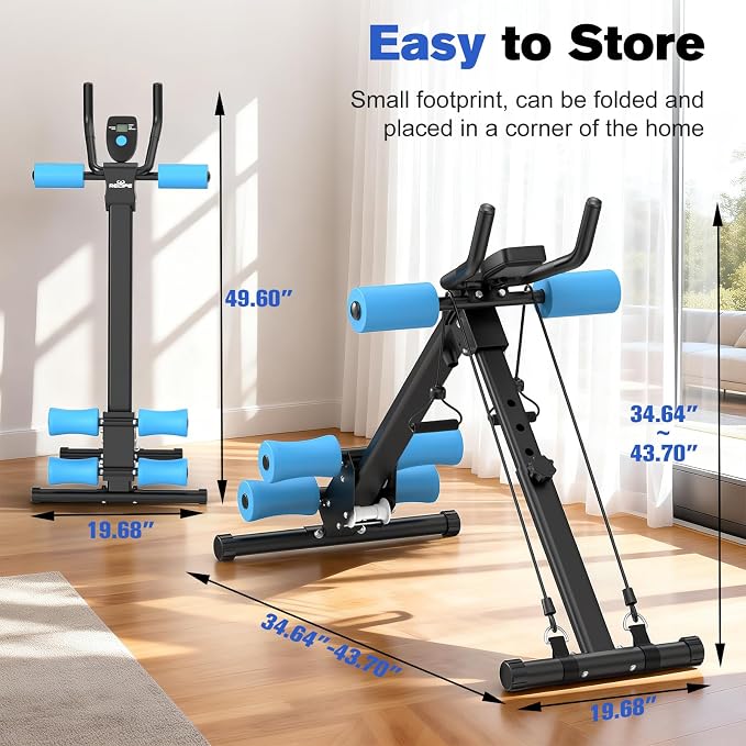 RELIFE REBUILD YOUR LIFE AB Workout Machine Adjustable Ab Trainer Machine Foldable Ab Cruncher Strength Training Equipment for Home Gym, Full Body Workout Equipment 440 LBS