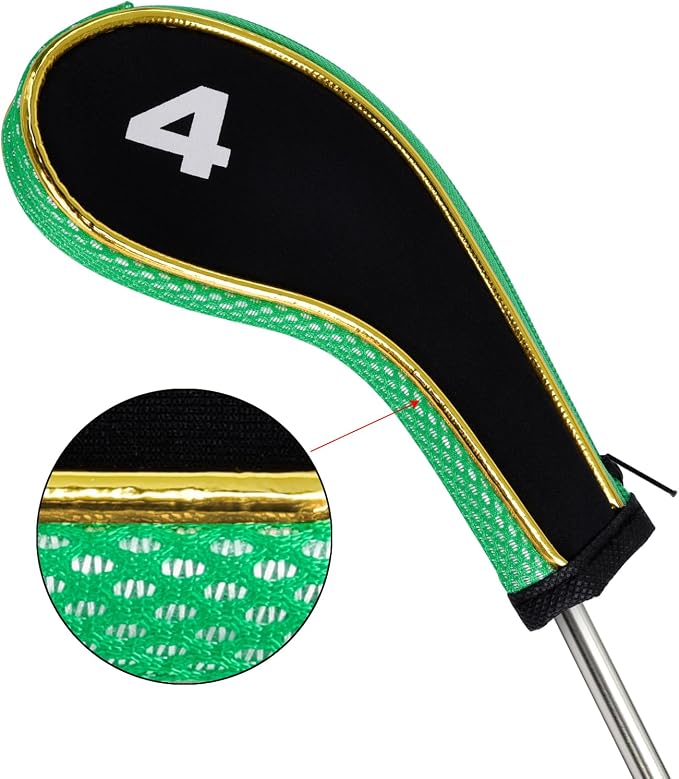 Andux Gold Golf Iron Club Head Covers No. on Both Sides Long Neck with Zipper 12pcs/Set