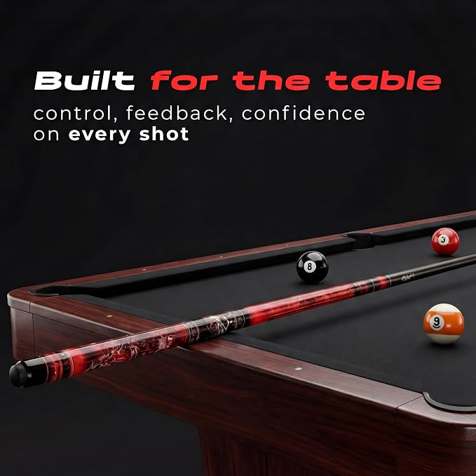 IgnatGames Premium Pool Cue Stick – 58" 2-Piece, Canadian Maple Cue with 12.5mm AirStrike Shaft, Premium Case & Accessories