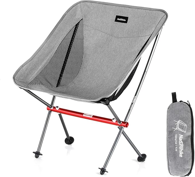 Naturehike Camping Chair, Foldable with Storage Bag, Outdoor Portable Chair for Adults, Lightweight, Supports 330lbs, Backpacking Chair for Fishing, Hiking, Beach, Lawn