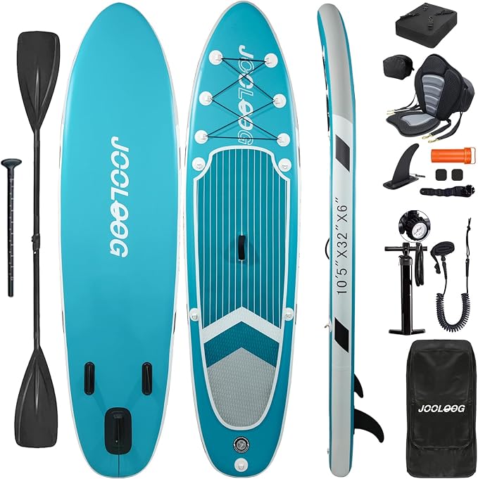 Inflatable Stand Up Paddle Board with Seat, 10'6"/10'5" SUP 440LBS, Recreational Paddleboard for Adults Beginners, Blow Up Paddle Board with Fishing Design, Camera Mount, Cooler Bag & Full Accessories