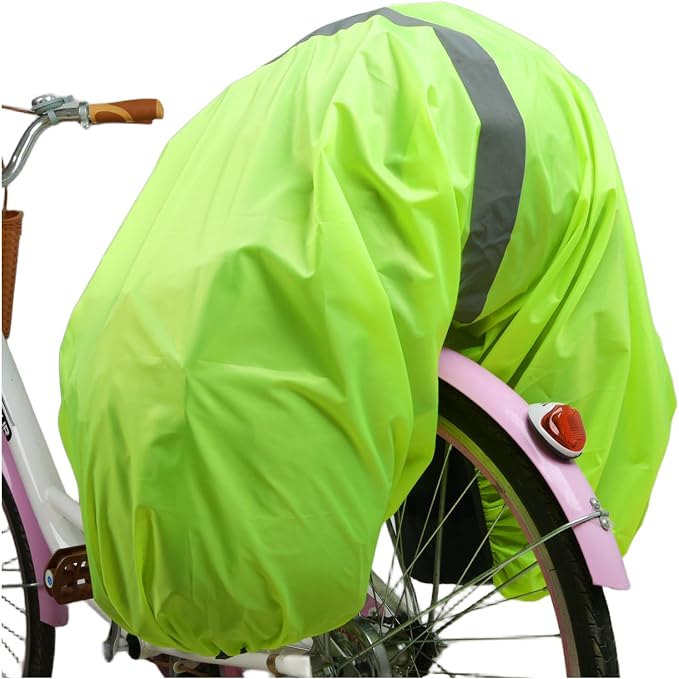 100L Bike Pannier Rain Cover with Reflective Trim Bicycle Commuting Bag Rain Cover Green