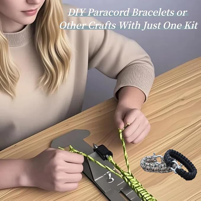 KOKKOYA Paracord Jig Tools Bracelet Making Kit Accessories Adjustable Paracord Jig Kit with 2 Cords and 3 Buckles Bracelet Adjustable Length 4" to 13" (Army Green)