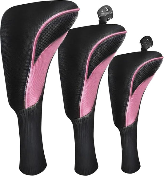 FINGER TEN Golf Club Head Covers for Woods Driver Fairway Hybrid Value 3/5 Pack, Long Headcover Interchangeable Accessories for Ultimate Club Protection