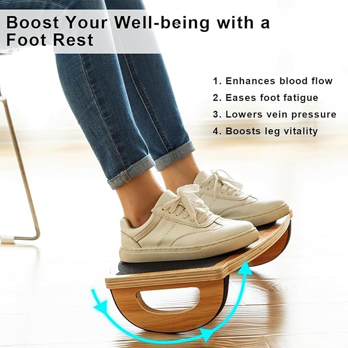 StrongTek Single-Leg Balance Board and Rocking Foot Rest Set, Single-leg ankle trainer with carry bag and exercise guide plus 18 in rocking wood foot rest for balance and desk use