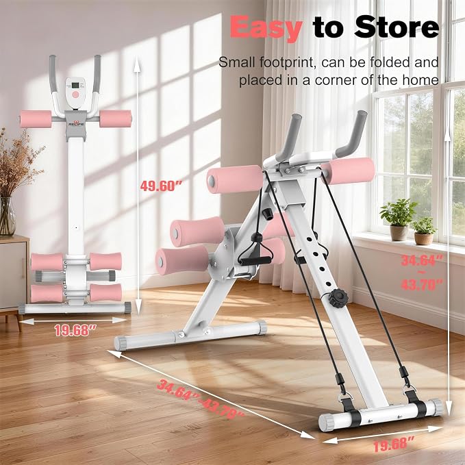 RELIFE REBUILD YOUR LIFE AB Workout Machine Adjustable Ab Trainer Machine Foldable Ab Cruncher Strength Training Equipment for Home Gym, Full Body Workout Equipment 440 LBS