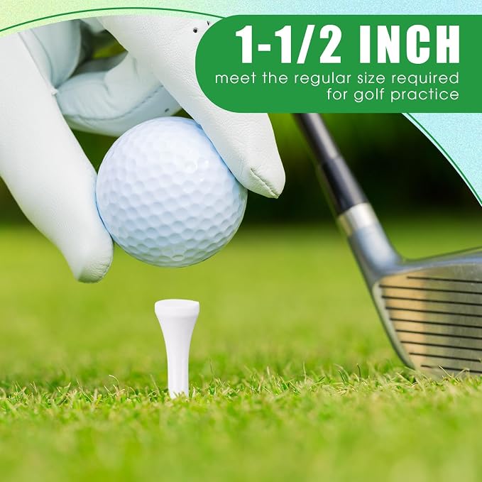 Vinsot 1000 Pcs Golf Tees Bulk 1-1/2'' Short Wooden Tees Accessories for Men Clubs Golf Ball Theme Party School Supplies(White Blank,White)