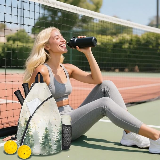 Pickleball Bag for Women Men Adjustable Crossbody Sling Backpack Hold Paddle Accessories