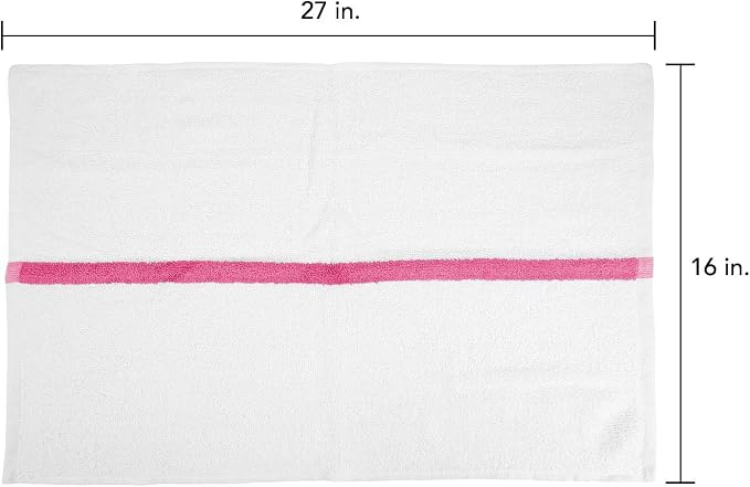 Arkwright White Hand Gym Towels - Case of 120 - Bulk 100% Cotton Soft Quick Dry Sweat Absorbent Hotel Quality Towels for Workout, Bathroom, Spa, Pool, 16 x 27 in, Pink