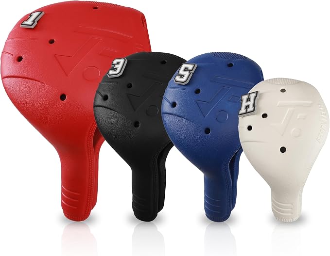 Snap-On Golf Club Covers for Right-Handed Golf Clubs, Easy On Off in 1 Second, Fits 460cc Drivers, Washable EVA Plastic with Shaft Lock, DIY Pins for Customization