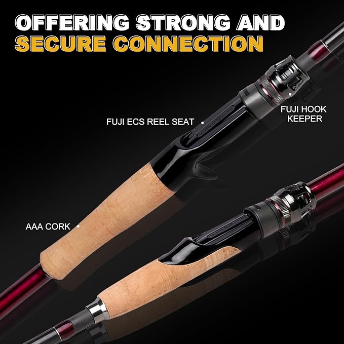 TRUSCEND Craz Easy Control Spinning Fishing Rods, 1-Piece Performance Multi-Piece Travel Rod, High Strength & Sensitive Backbone, Tough Fishing Rod with Toray Carbon, Fuji A Ring & K Guide