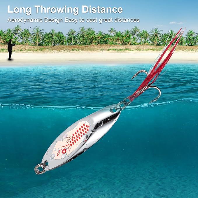 Goture Fishing Spoons Lures, Metal Spoon Trout Lures Freshwater Saltwater | Long Distance Casting Jigging Spoon for Trout Bass Crappie Pike Salmon Fishing,1/4oz 1/2oz 3/4oz 1oz 1-3/8oz