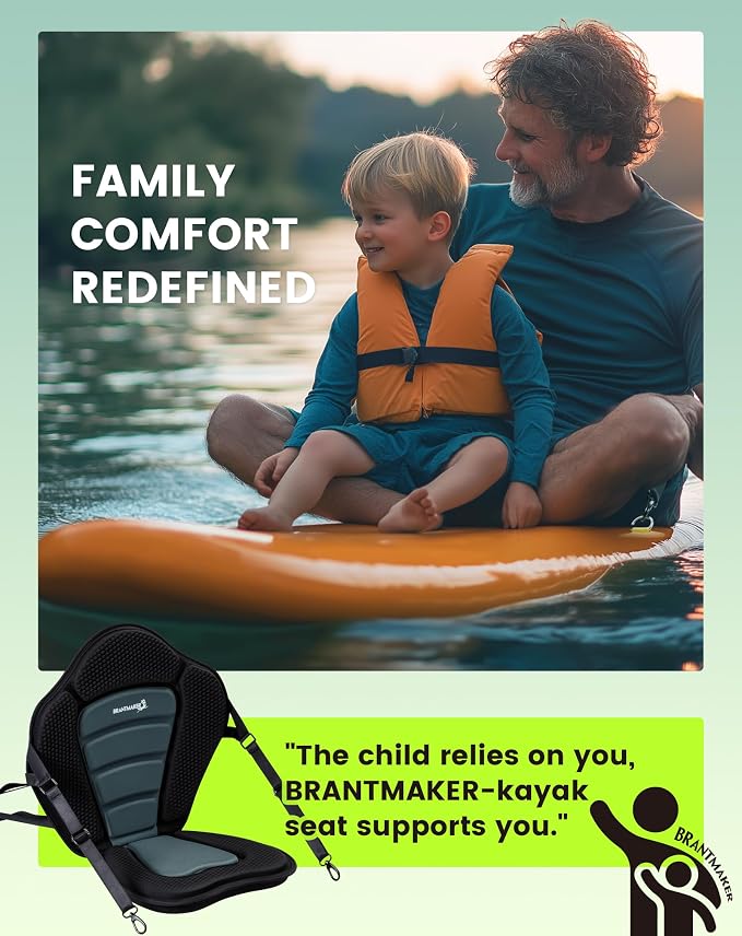 BRANTMAKER Kayak Seats with Back Support, Paddle Board Seat, Universal Thicken Cushion for Inflatable Paddleboard, Sup, Canoe, Ocean Kayak