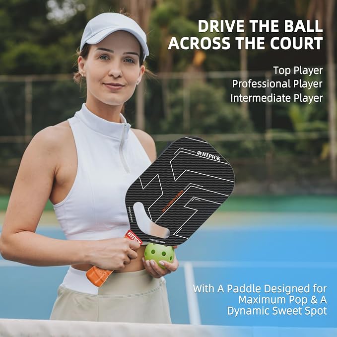 Pickleball Paddles, Professional Carbon Fiber Pickleball Paddle for High Spin & Powerful Shots with Honeycomb Core Pickleball Racket for Indoor Outdoor Play