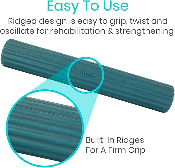 Vive Flex Therapy Bar for Tennis Elbow Relief (Heavy) - Physical Therapy Aid, Improve Tendonitis & Grip Strength - Resistance for Golfers, Hand, Epicondylitis, Equipment - Strengthens Wrist & Forearm