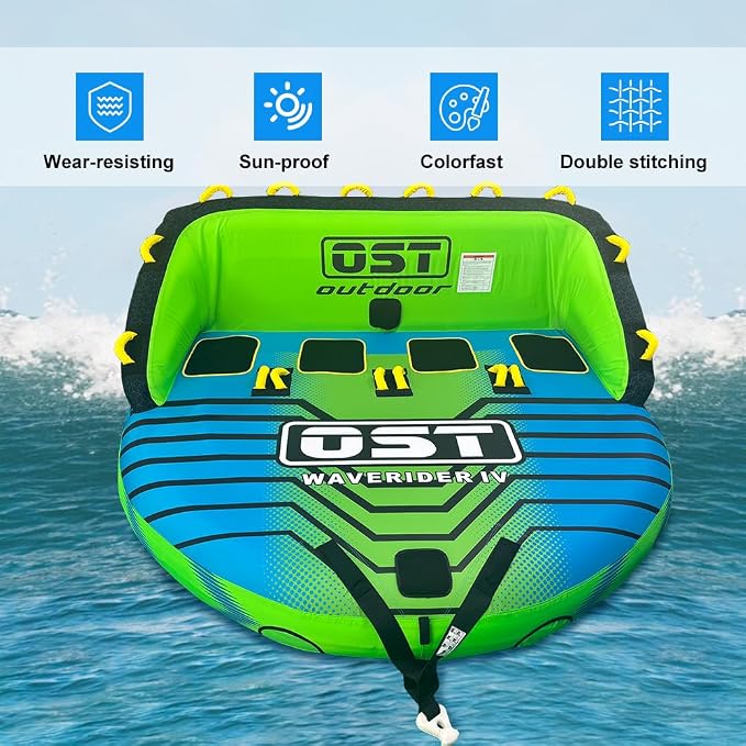 2-4 Person Towable Tubes for Boating, Sofa Style Boat Tube, Water Sports Inflatable Towables Tubes for Boats to Pull, Dual Tow Points, Durable Nylon Cover