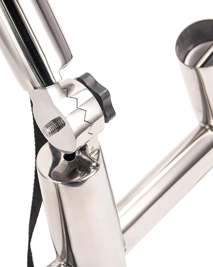 3 Tube Rod Holder-Stainless Steel Trident Outrigger Stylish-Tree Triple Rod Holder Adjustable Silver Kite Fishing Mount 3-Rod Racks for Boat, Ship, Yacht