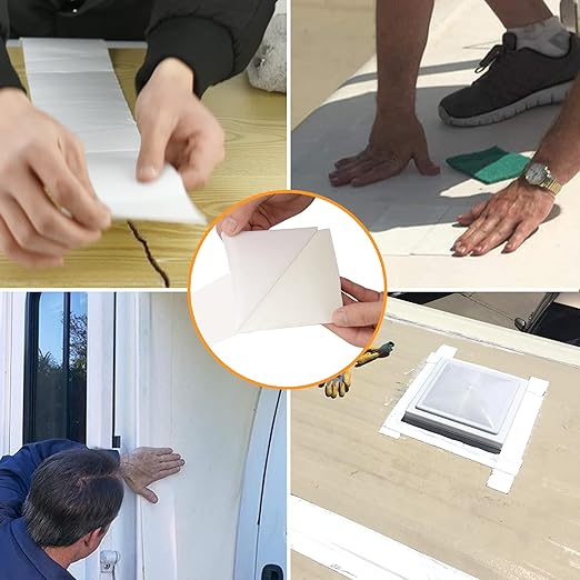 CircleRoad RV Roof Tape White, 4 Inch X 50 Feet RV Repair Sealant Tape, Stop Camper Roof Leaks, UV-Resistant, Weatherproof and Reliable for Camper, Trailer, Boat (4In-50FT)
