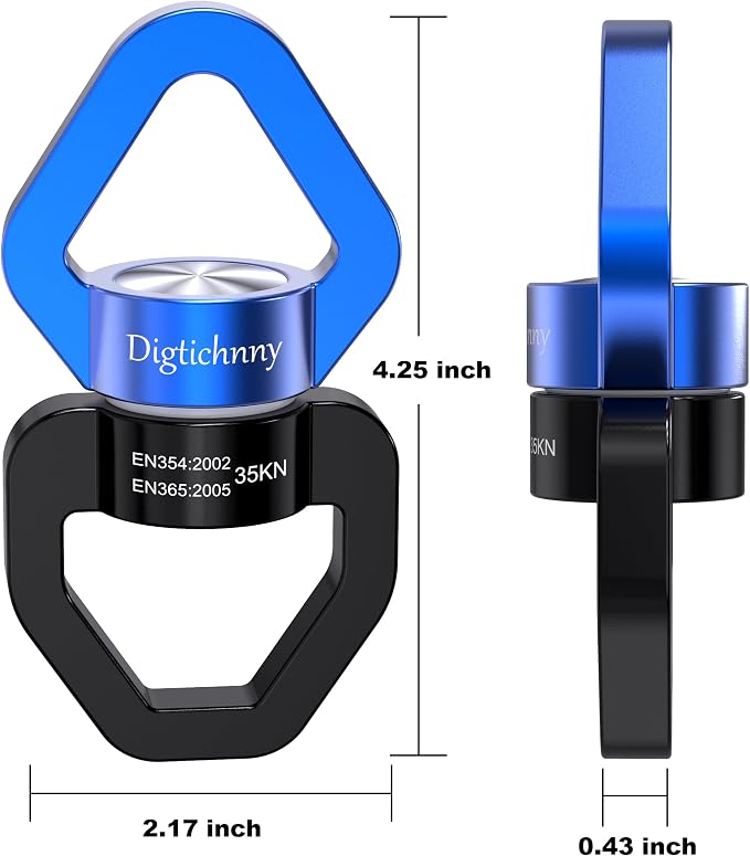 2 Pack Swing Swivel Heavy Duty, Spinning Swing Swivels,35KN Capacity,for Aerial Silk,Rock Climing Swivel, Children's Swings,Black Blue