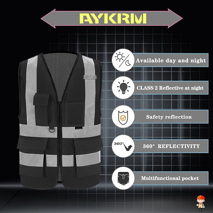A-SAFETY Black mesh vest