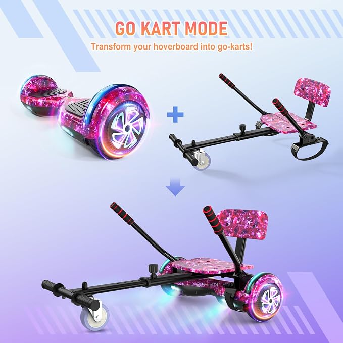 LIEAGLE Hoverboard, 6.5" Self Balancing Scooter Hover Board with Bluetooth Wheels LED Lights for Kids Adults
