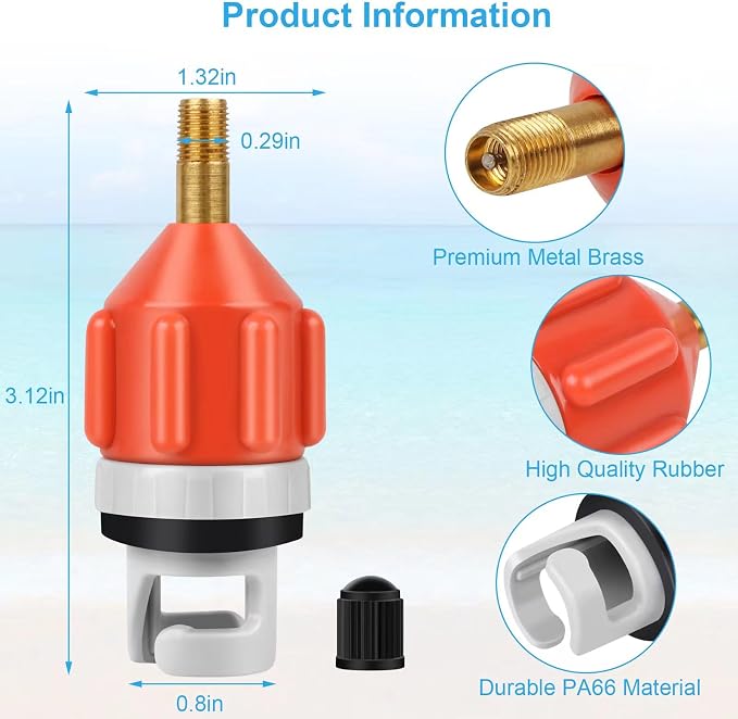 RNSXYAT 3 Pcs Paddle Board Pump Adapter, Premium Inflatable Boat SUP Pump Adaptor, Conventional Air Adapter Quickly Inflation, SUP Air Adapters for Stand-Up Paddleboard and Kayak